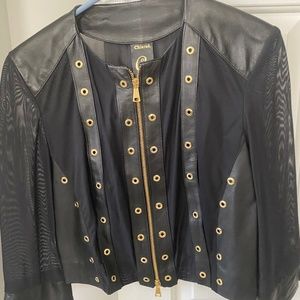 Leather with mesh jacket, made in Italy, great for office or evening wear